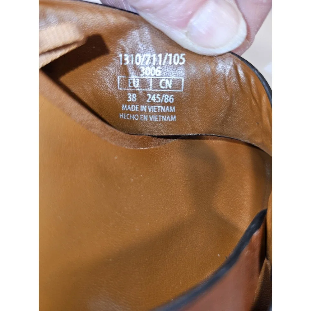 Zara Women's Brown Leather Slide On 2 Heel Sandals Size 7.5 EUR 38 - Picture 5 of 9
